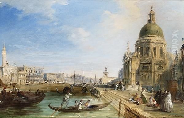 The Grand Canal With The Temple 
Of Santa Maria, Looking Towards The Orologio And Palazzo Ducale Oil Painting by Edward Pritchett