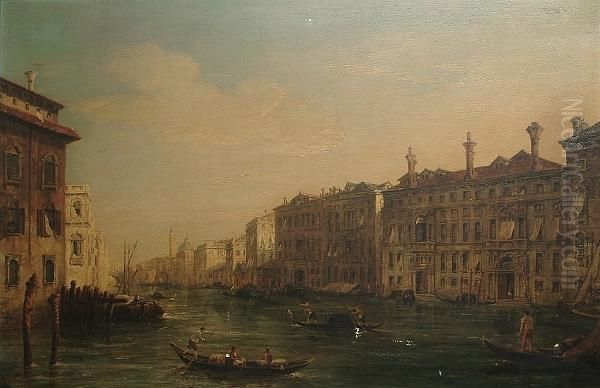 Gondola's On The Grand Canal, Venice Oil Painting by Edward Pritchett