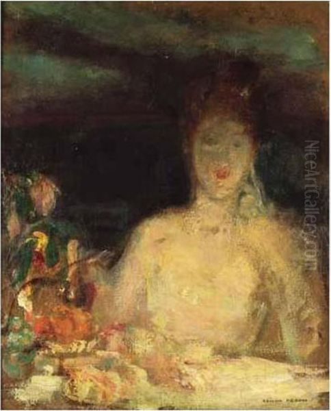 Portrait De Femme Oil Painting by Odilon Redon