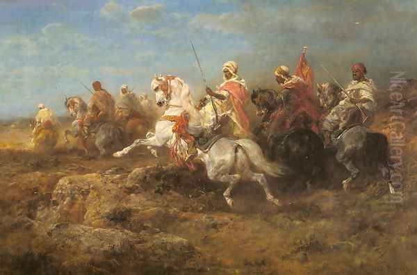 Arabian Patrol Oil Painting by Adolf Schreyer