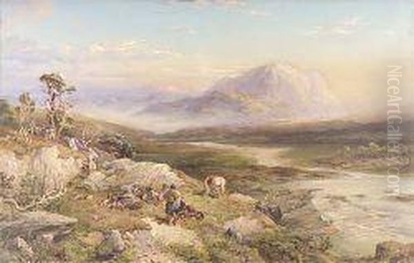 After The Shoot, Bendurach River, Loch Maree Oil Painting by Thomas Miles Richardson