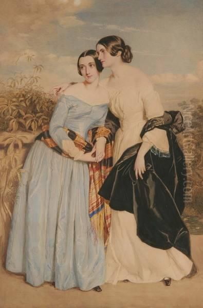 Two Sisters: Mrs. Partridge And Miss Croker Oil Painting by George Richmond