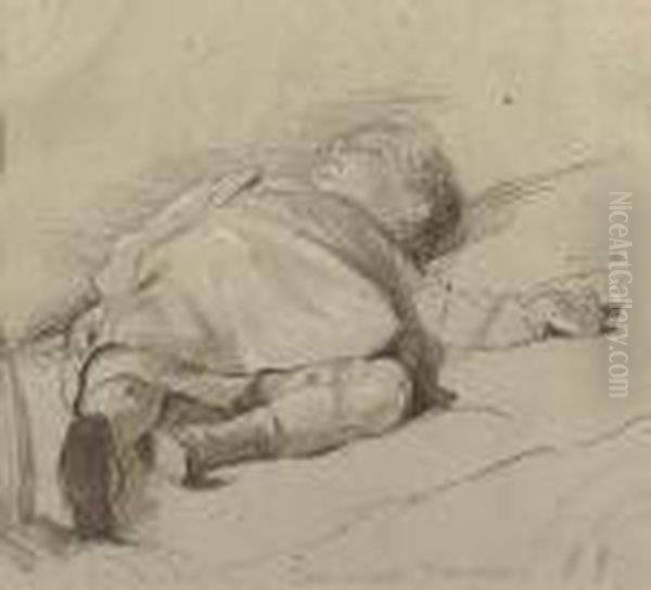 Tom Asleep, Florence Oil Painting by George Richmond