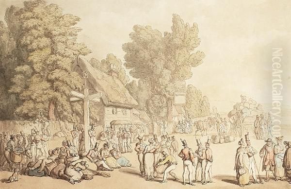 The Falmouth Road Oil Painting by Thomas Rowlandson