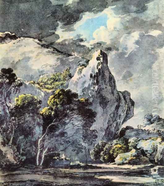 Rocky landscape Oil Painting by Adrian Ludwig Richter