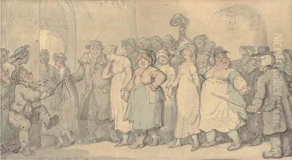 Procession From Bow Street To Bridewell Oil Painting by Thomas Rowlandson