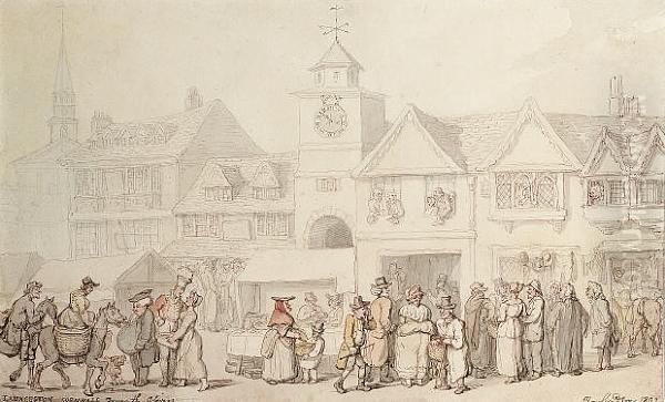 Launceston, Cornwall During The Assizes Oil Painting by Thomas Rowlandson