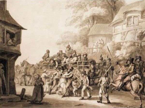 French Conscripts At Erstein Oil Painting by Thomas Rowlandson