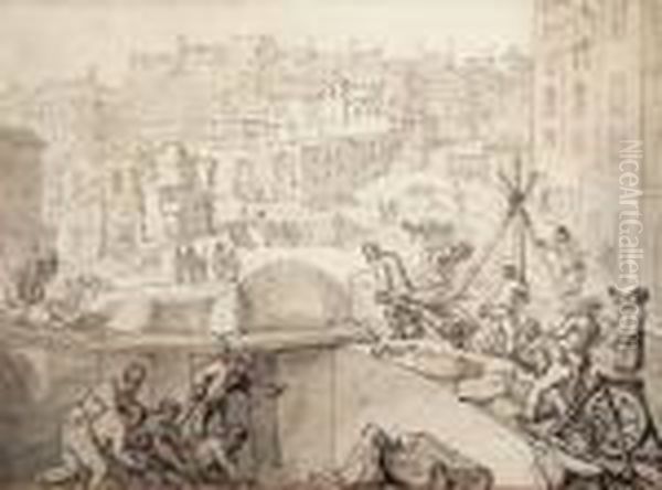 Demolition Of The Savoy Oil Painting by Thomas Rowlandson