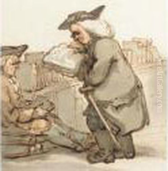 A Scholar At A Bookstall Oil Painting by Thomas Rowlandson