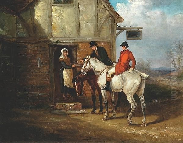 Huntsmen At The Fox Inn Oil Painting by Thomas Smythe