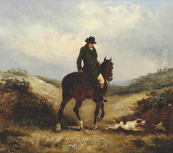 A Gentleman On Horseback With His Dog Oil Painting by Thomas Smythe