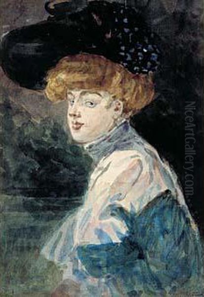 Jeune Femme Au Chapeau Oil Painting by Henry Somm