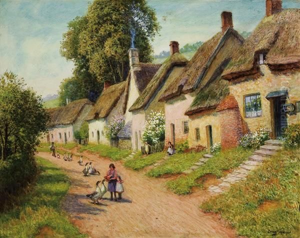 Feeding The Ducks Oil Painting by Arthur Claude Strachan