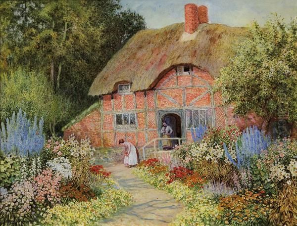 A Walk Through The Flower Garden Oil Painting by Arthur Claude Strachan