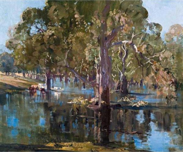 The Billabong Oil Painting by Arthur Ernest Streeton