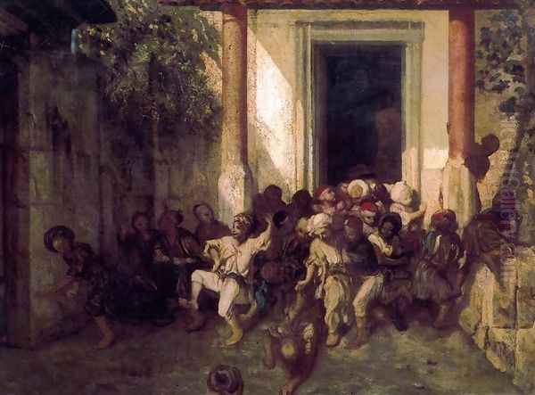 The End of a Turkish Schol Day Oil Painting by Alexandre Gabriel Decamps