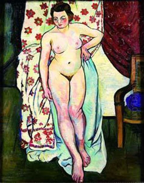 Nu Debout A La Draperie Oil Painting by Suzanne Valadon