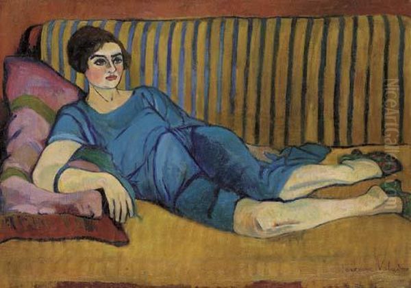 Femme Allongee Sur Un Canape Oil Painting by Suzanne Valadon