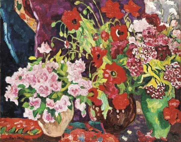 Les Trois Vases De Fleurs Oil Painting by Louis Valtat