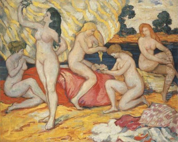 Les Baigneuses Oil Painting by Louis Valtat