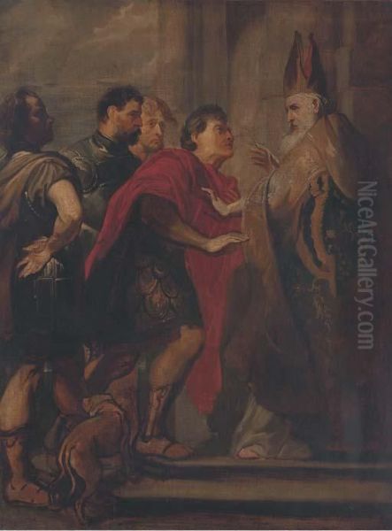 The Emperor Theodosius Refused Admission To The Church Oil Painting by Sir Anthony Van Dyck