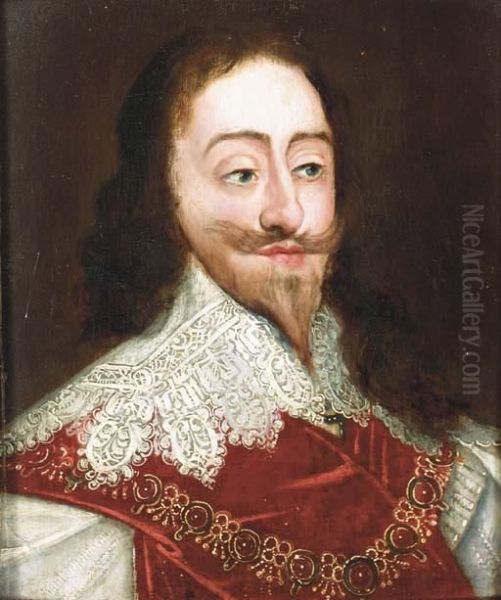 Portrait Of Charles I; Also A Portrait Of Henrietta Maria Oil Painting by Sir Anthony Van Dyck