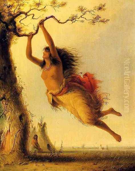 Indian Girl Swinging Oil Painting by Alfred Jacob Miller