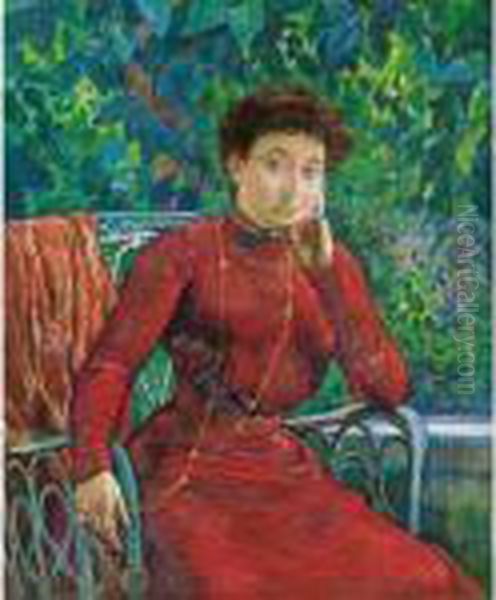 Portrait De Madame Lorfly Oil Painting by Theo van Rysselberghe