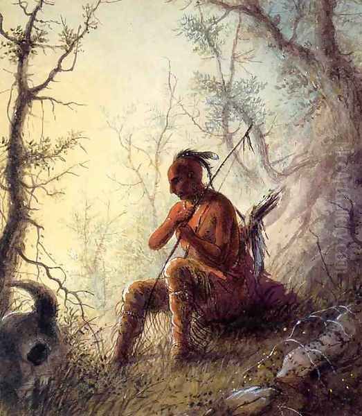 Sioux Indian at a Grave Oil Painting by Alfred Jacob Miller