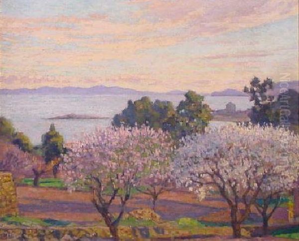 Flowering Trees, Southern France Oil Painting by Theo van Rysselberghe