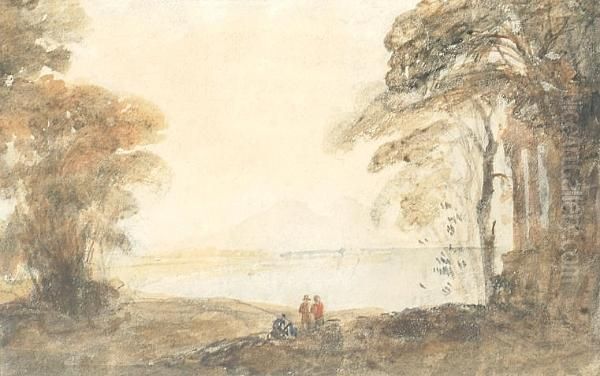 Figures By An Estuary Oil Painting by John Varley