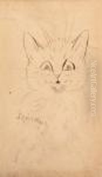 The Wide-eyed Cat Oil Painting by Louis William Wain