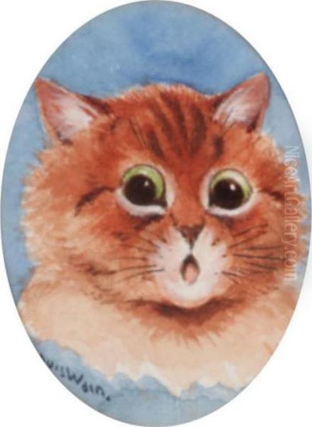 Study Of Cats Head's Oil Painting by Louis William Wain