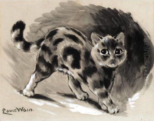 Study Of A Kitten Oil Painting by Louis William Wain