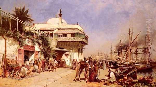 The Port Of Algiers Oil Painting by Alfred Wordsworth Thompson