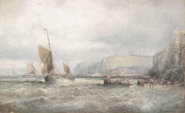 Shipping Of The Coast Oil Painting by James Webb