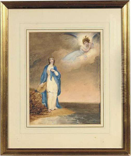 An Angel Appearing To A Muse Oil Painting by Richard Westall