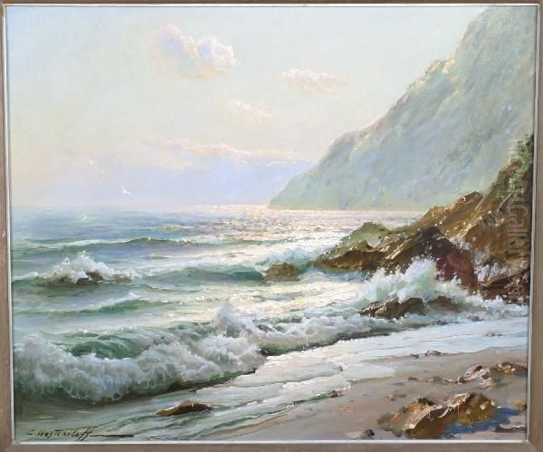 Mountains And Sea At Sunrise Oil Painting by Constantin Alexandr. Westchiloff