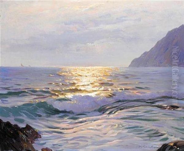 Evening Tide (#) Sunset Over The Sea Oil Painting by Constantin Alexandr. Westchiloff