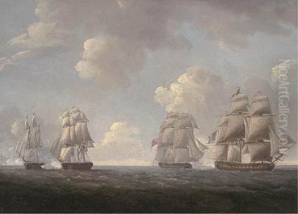 His Majesty's Ships Oil Painting by Thomas Whitcombe