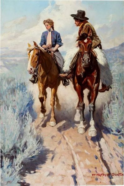 Prarie Courtship Oil Painting by Anonymous Artist