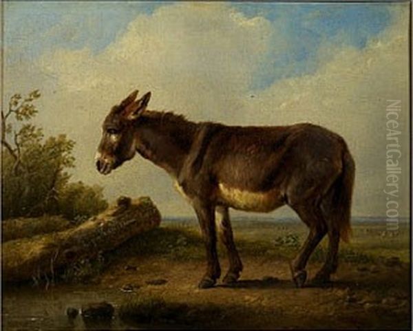 Landscape with donkey Oil Painting by Eugene Joseph Verboeckhoven