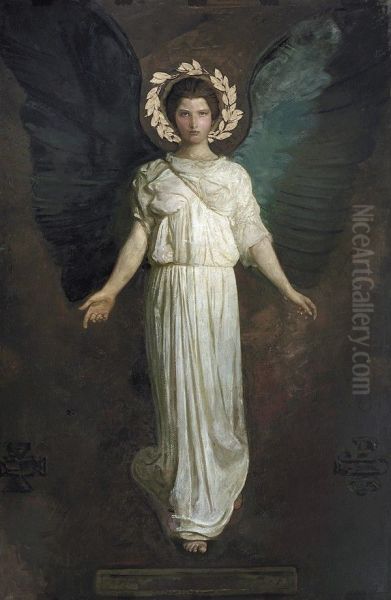 A Winged Figure Oil Painting by Abbott Handerson Thayer