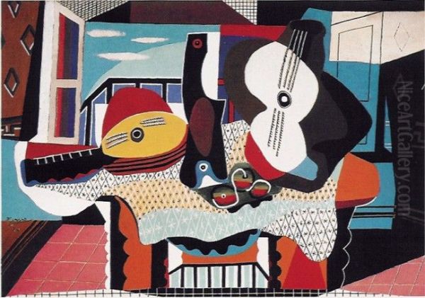 Mandolin and Guitar Oil Painting by Pablo Picasso