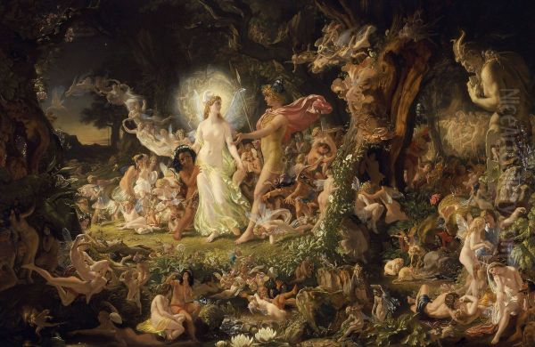 The Quarrel of Oberon and Titania  Oil Painting by Sir Joseph Noel Paton