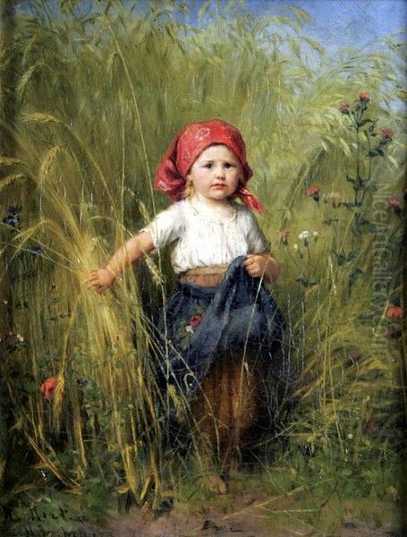 The Little Peasant Girl Oil Painting by Heinrich Hirt