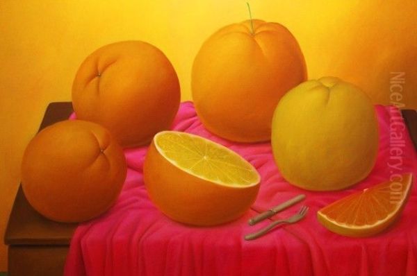 Oranges Oil Painting by Fernando Botero