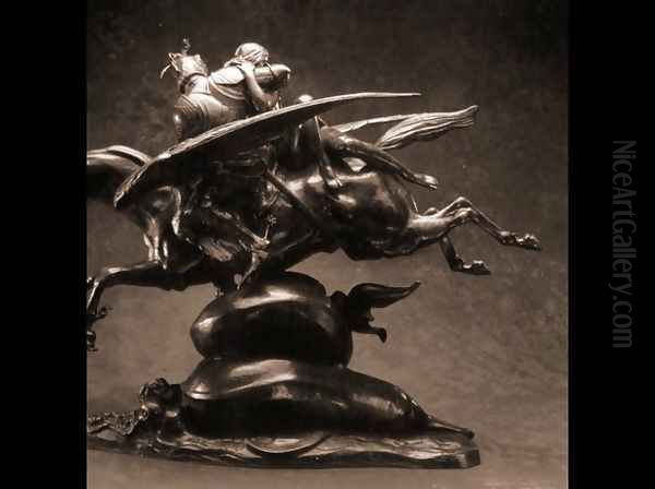 Roger and Angelica on the Hippogriff [detail 1] Oil Painting by Antoine-louis Barye