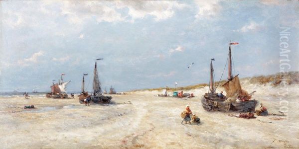 The beach Oil Painting by Francois Etienne Musin